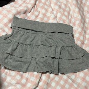 Gray Ruffled Mini Skirt
